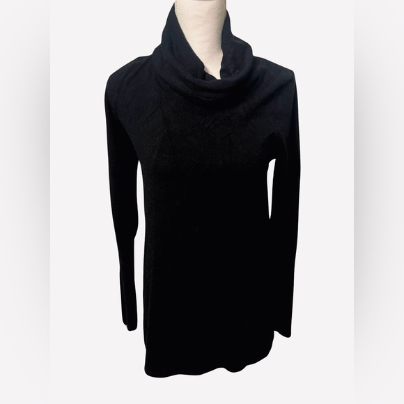 Black CowlNeck Tunic with Elbow Patch Detail - Picture 1 of 3